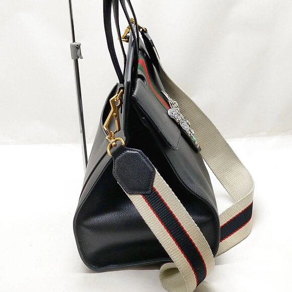 Gucci Hand Bag Sherry Line Black Leather mon995-100625 - Picture 4 of 16